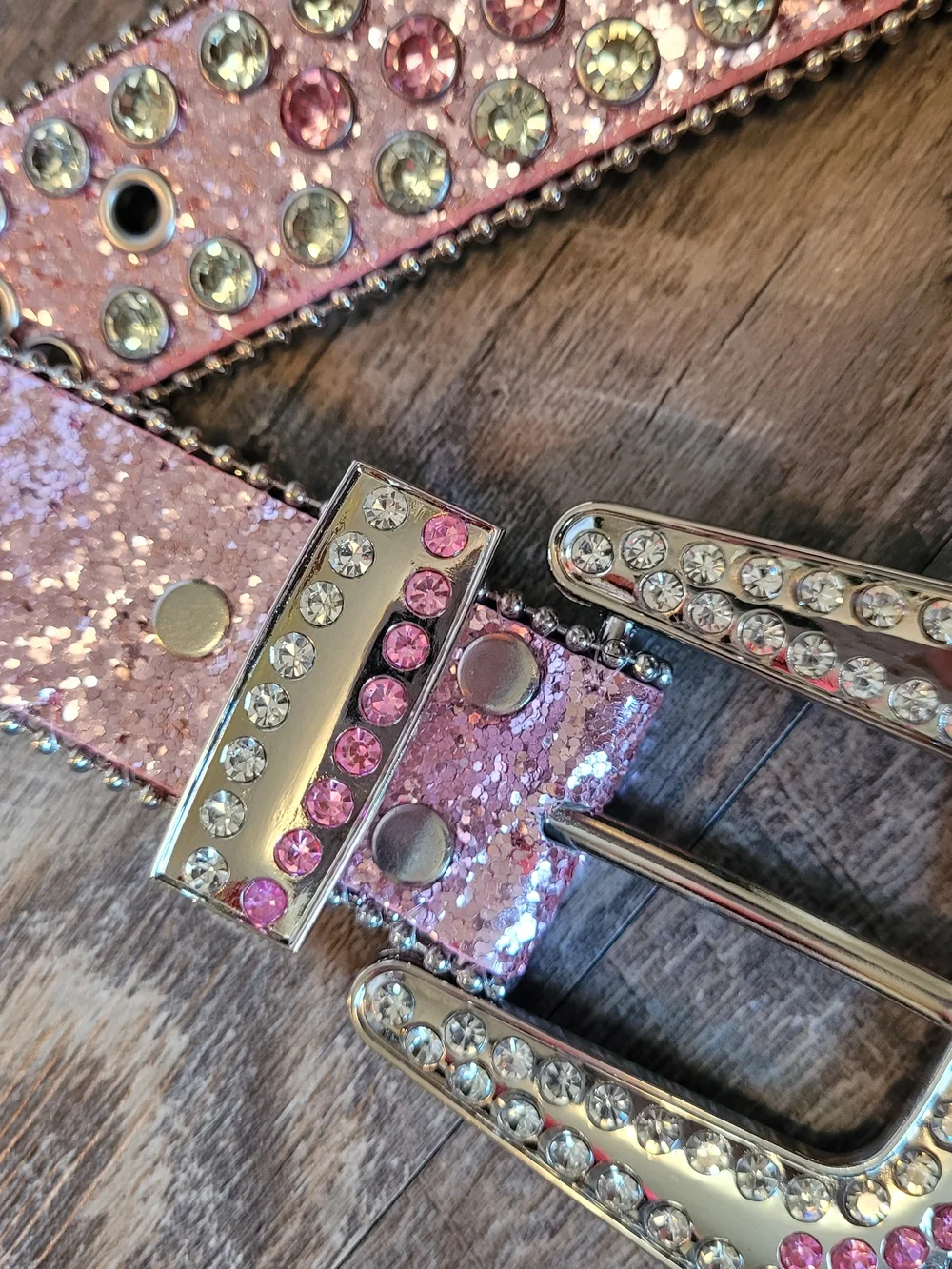 Pink Silver Rhinestone Studded Fashion Belt Western Cowgirl Waist 31-36